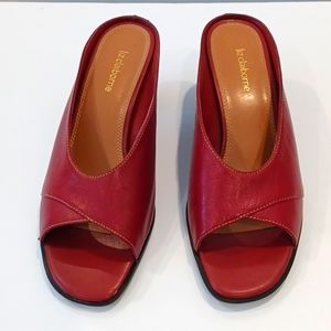 Liz Claiborne Red Leather Mules "Twinkle 2" in Size 7.5 US.
